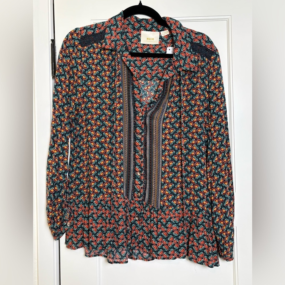 Anthropologie Maeve Janie Flounced Peasant Blouse (6) - Picture 4 of 7